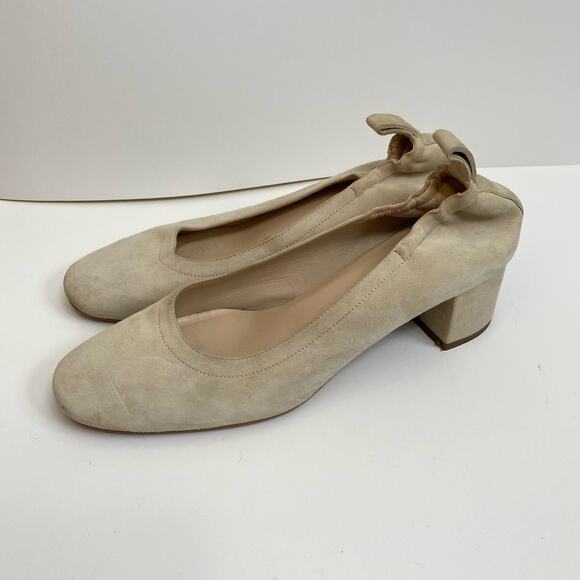 Everlane The Italian Leather Day Heel Cream Suede Women's Size 8 - Picture 1 of 8